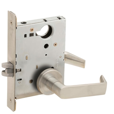 Schlage Grade 1 Passage Latch Mortise Lock, 06 Lever, A Rose, Satin Nickel Plated Clear Coated Finish, Field L9010 06A 619